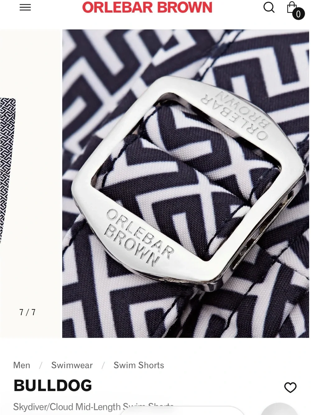 Orlebar Brown Bulldog Mid-Length Swim Trunks in Navy and White Geometric
